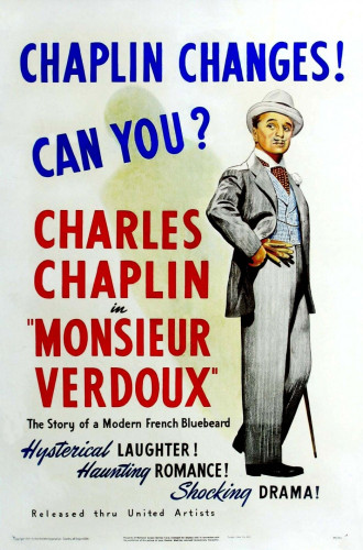 Original poster for the Charlie Chaplin film Monsieur Verdoux. Public Domain.