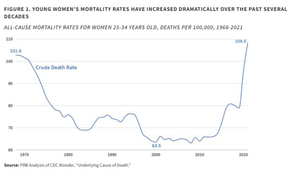 Line chart showing mortality rate. Data available at link in post.
