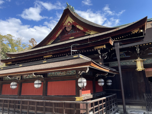 National treasure architecture of the Kitano Tenmangū shrine in Kyōto.