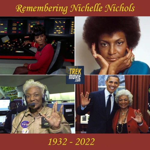 Four photos of Nichelle Nichols.