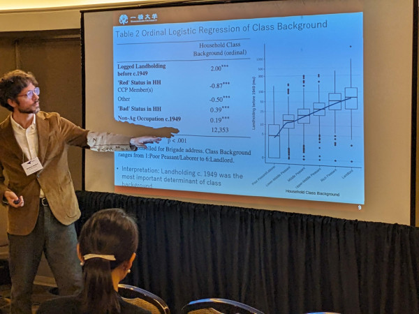 Matthew Noellert explains an ordinal logistic regression at the 2023 SSHA meeting in Washington DC