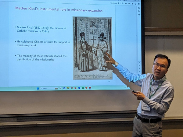 Chicheng Ma (HKU) uses Matteo Ricci’s networks among Chinese officials as an instrument to assess the impact of missionary influences on intensity of later foreign trade in a paper w Zhiwu Chen & Xinhao Li at the 2024APEBH meeting in Honolulu