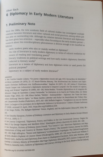 First page of the article 6 Diplomacy in Early Modern Literature by Oliver Bach